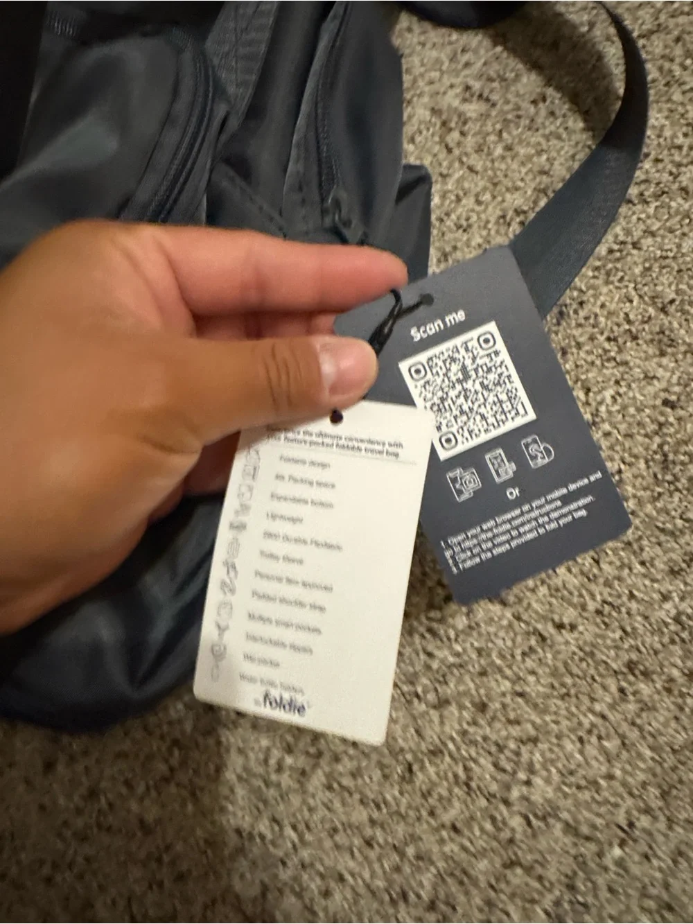 The Foldie Gray Foldable Travel Carry-on Tote